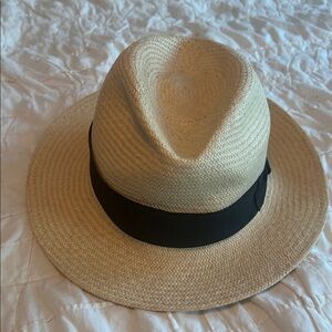 Stylish Cream Fedora Hat with Black Band
